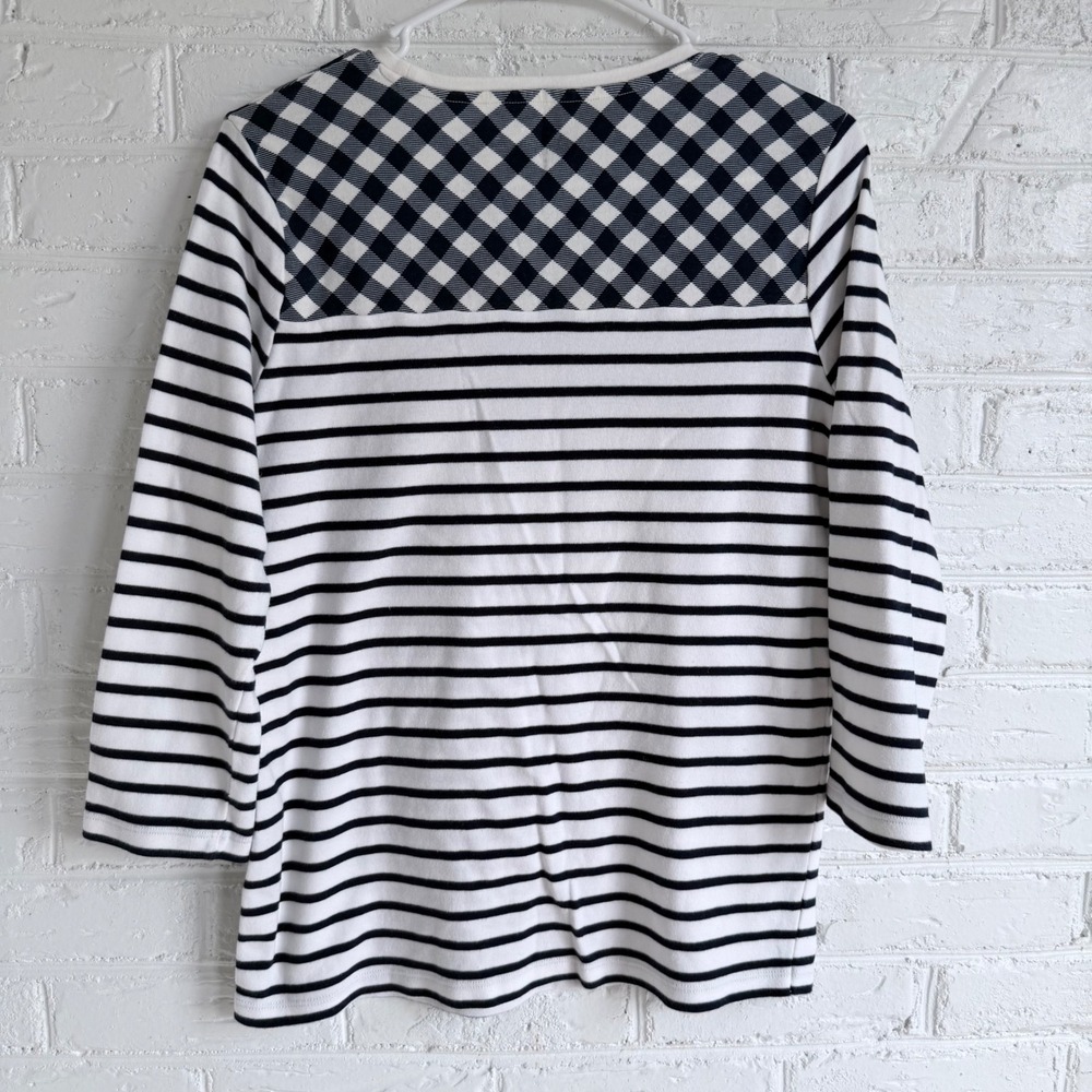 Kim Rogers Womens Long Sleeve Christmas Tree Buffalo Plaid Stripe‎ Top M - Picture 4 of 4